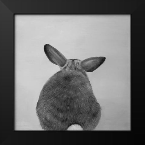 LITTLE RABBIT FROM BEHIND Black Modern Wood Framed Art Print by Atelier B Art Studio