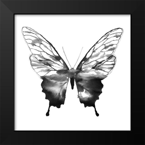 BLACK BUTTERFLY SKETCH Black Modern Wood Framed Art Print by Atelier B Art Studio