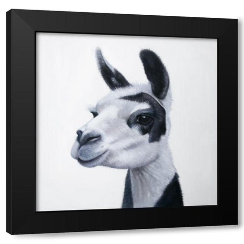BLACK and WHITE LAMA Black Modern Wood Framed Art Print by Atelier B Art Studio