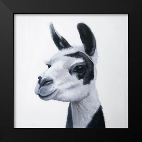 BLACK and WHITE LAMA Black Modern Wood Framed Art Print by Atelier B Art Studio