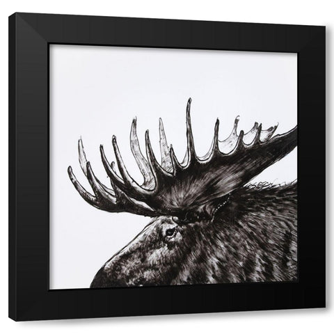 MOOSE PLUME Black Modern Wood Framed Art Print by Atelier B Art Studio