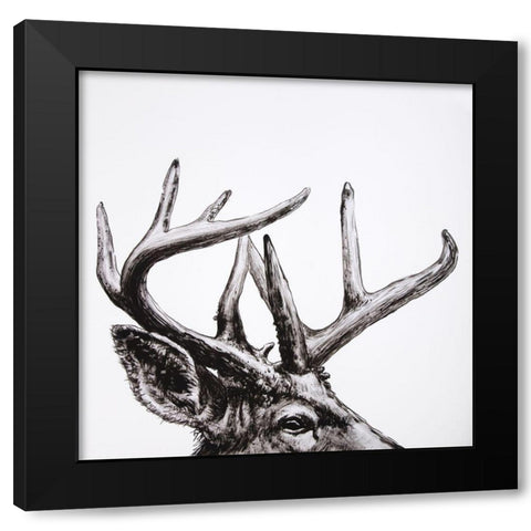 ROE DEER PLUME Black Modern Wood Framed Art Print with Double Matting by Atelier B Art Studio