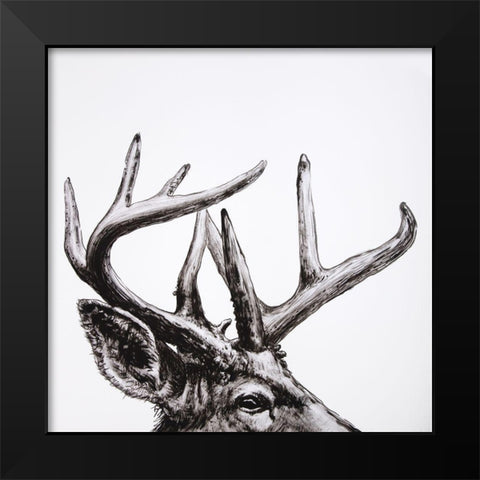 ROE DEER PLUME Black Modern Wood Framed Art Print by Atelier B Art Studio