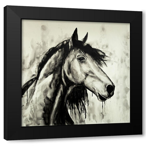 SPIRIT HORSE Black Modern Wood Framed Art Print by Atelier B Art Studio