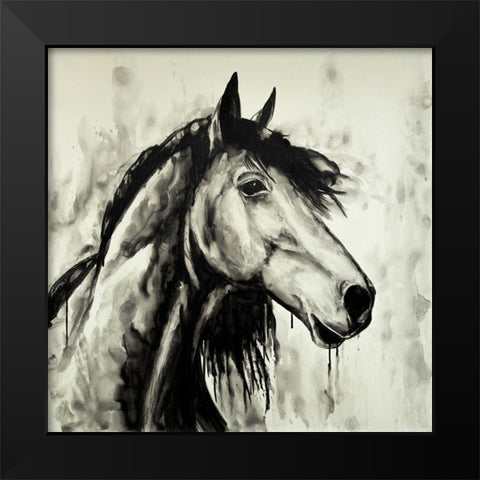 SPIRIT HORSE Black Modern Wood Framed Art Print by Atelier B Art Studio