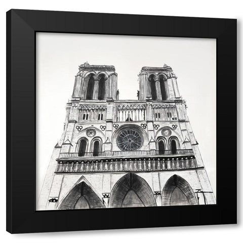 NOTRE-DAME DE PARIS CATHEDRAL Black Modern Wood Framed Art Print with Double Matting by Atelier B Art Studio