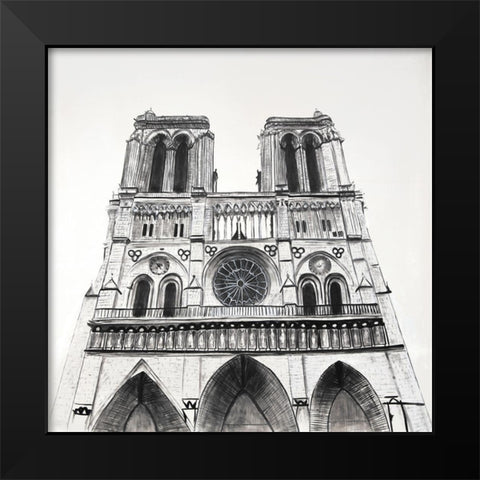 NOTRE-DAME DE PARIS CATHEDRAL Black Modern Wood Framed Art Print by Atelier B Art Studio