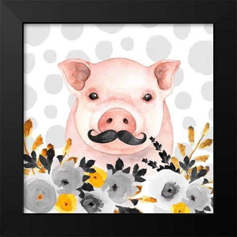 LITTLE DISGUISED PIG Black Modern Wood Framed Art Print by Atelier B Art Studio