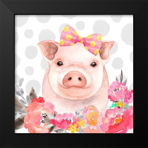 PRETTY PIG Black Modern Wood Framed Art Print by Atelier B Art Studio