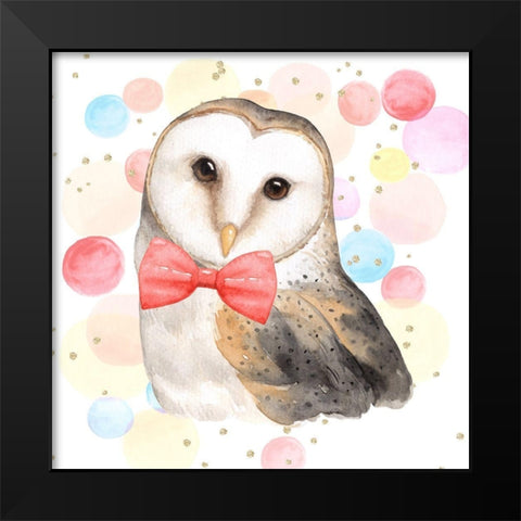 OWL CHIC Black Modern Wood Framed Art Print by Atelier B Art Studio