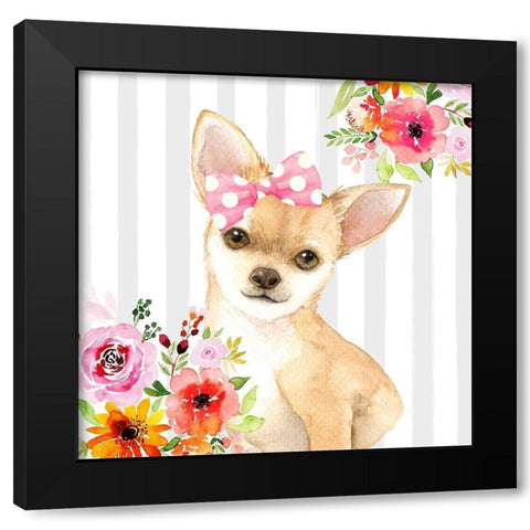 CHIHUAHUA DOG Black Modern Wood Framed Art Print with Double Matting by Atelier B Art Studio