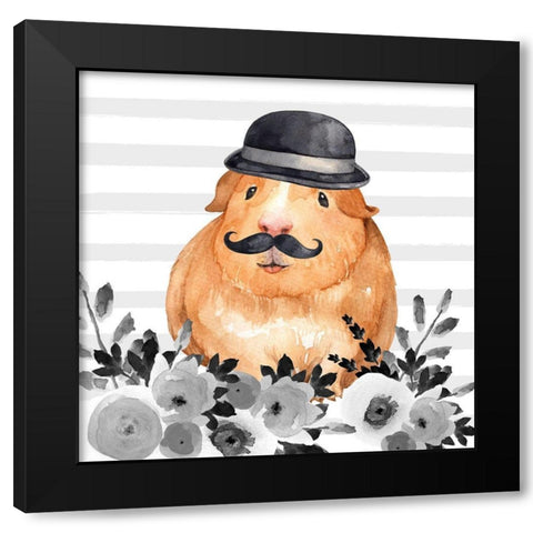 GUINEA PIG DETECTIVE Black Modern Wood Framed Art Print with Double Matting by Atelier B Art Studio