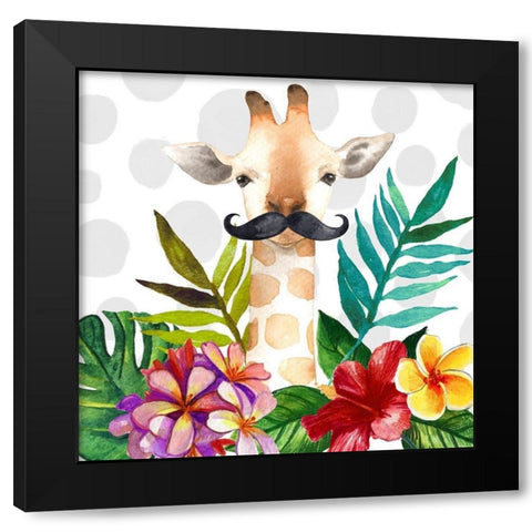 EXOTIC GIRAFFE Black Modern Wood Framed Art Print by Atelier B Art Studio