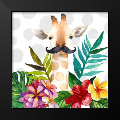 EXOTIC GIRAFFE Black Modern Wood Framed Art Print by Atelier B Art Studio