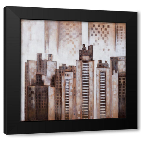 SQUARE CITY Black Modern Wood Framed Art Print by Atelier B Art Studio