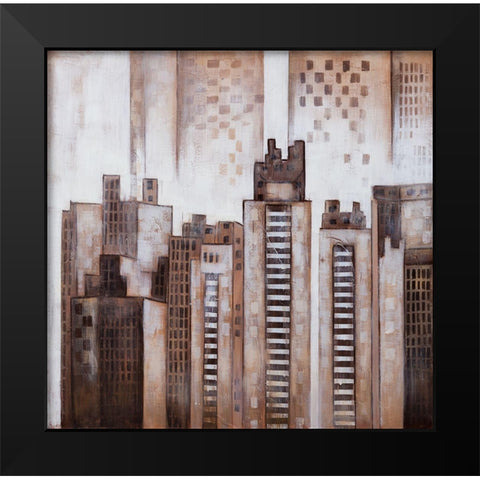 SQUARE CITY Black Modern Wood Framed Art Print by Atelier B Art Studio