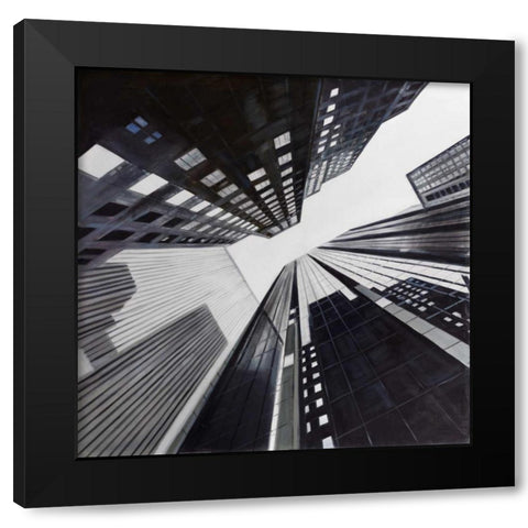 Cityscapes of Building Black Modern Wood Framed Art Print with Double Matting by Atelier B Art Studio