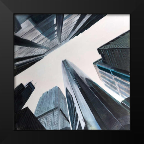 Perspective View of Skyscraper Black Modern Wood Framed Art Print by Atelier B Art Studio