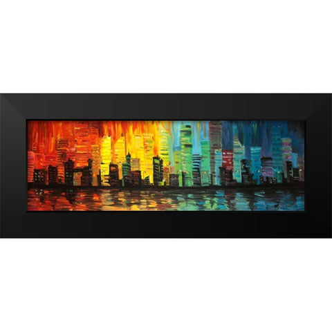 City with shade of colors Black Modern Wood Framed Art Print by Atelier B Art Studio