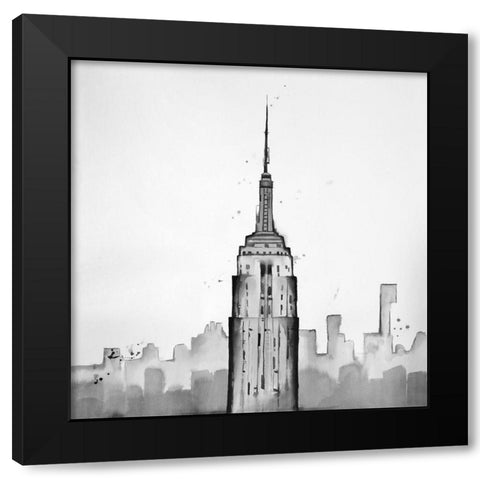 Grayscale Empire State Building Black Modern Wood Framed Art Print by Atelier B Art Studio