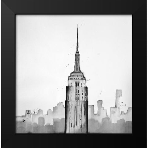 Grayscale Empire State Building Black Modern Wood Framed Art Print by Atelier B Art Studio