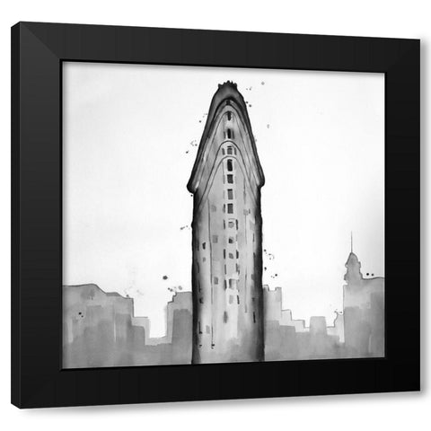 New York City Flatiron Building Black Modern Wood Framed Art Print with Double Matting by Atelier B Art Studio