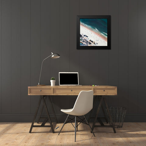 HOT DAY AT THE BEACH Black Modern Wood Framed Art Print by Atelier B Art Studio