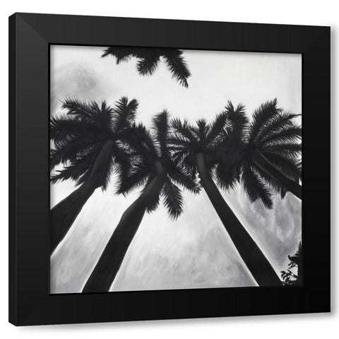 MONOCHROME PALM TREES Black Modern Wood Framed Art Print with Double Matting by Atelier B Art Studio