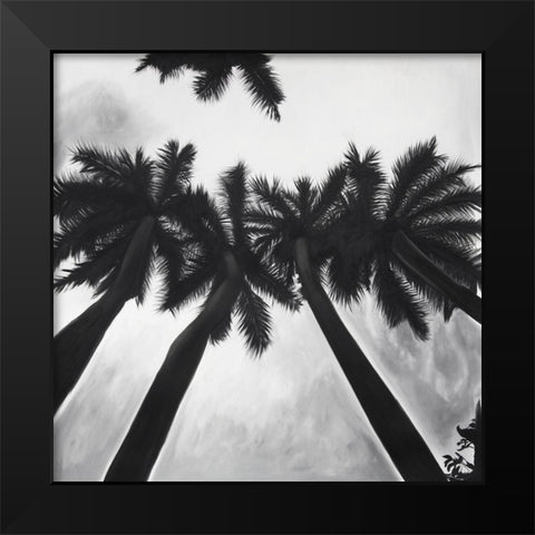 MONOCHROME PALM TREES Black Modern Wood Framed Art Print by Atelier B Art Studio