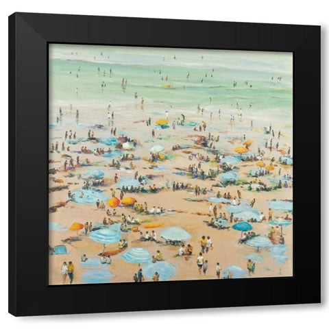 People at the Beach Black Modern Wood Framed Art Print with Double Matting by Atelier B Art Studio
