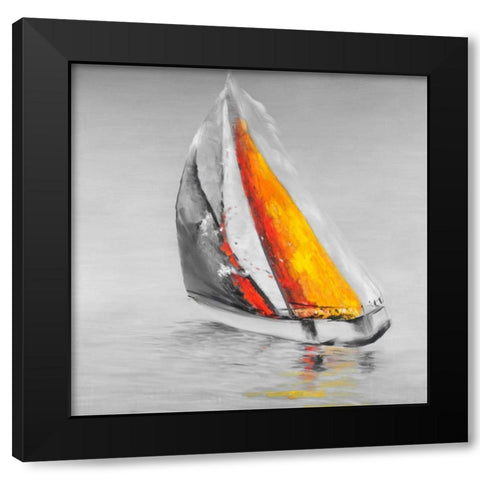 Wind Boat Two Colors Black Modern Wood Framed Art Print by Atelier B Art Studio