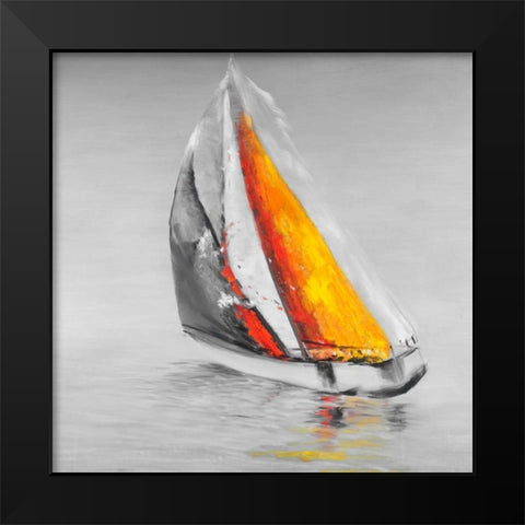Wind Boat Two Colors Black Modern Wood Framed Art Print by Atelier B Art Studio