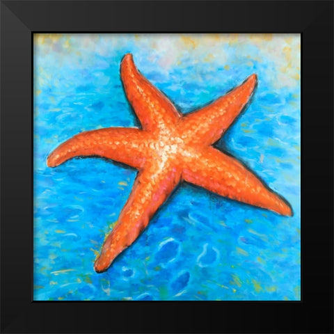 Vivid Starfish Black Modern Wood Framed Art Print by Atelier B Art Studio