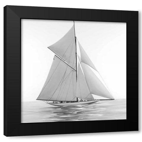 Sailing Ship Black Modern Wood Framed Art Print with Double Matting by Atelier B Art Studio