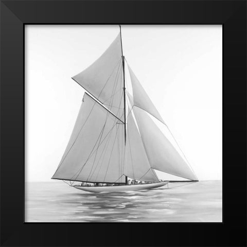 Sailing Ship Black Modern Wood Framed Art Print by Atelier B Art Studio
