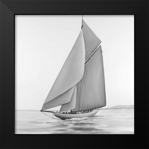 Vintage Sailing Ship Black Modern Wood Framed Art Print by Atelier B Art Studio