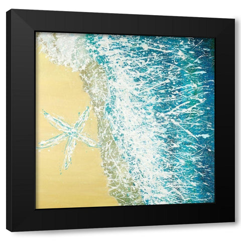 Left Side Seastar and a Wave Black Modern Wood Framed Art Print by Atelier B Art Studio