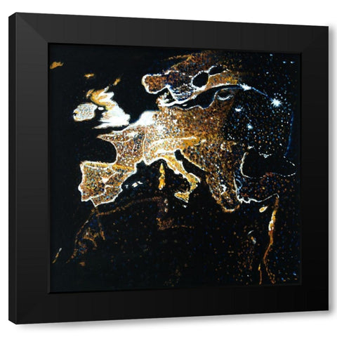 EUROPEAN CONTINENT Black Modern Wood Framed Art Print by Atelier B Art Studio