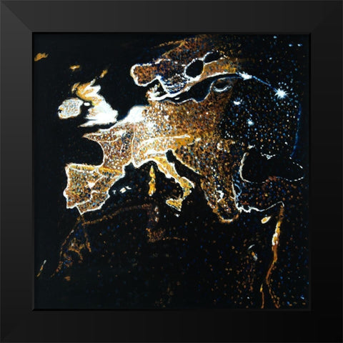 EUROPEAN CONTINENT Black Modern Wood Framed Art Print by Atelier B Art Studio