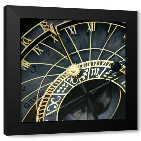 ASTROLOGIC CLOCK Black Modern Wood Framed Art Print by Atelier B Art Studio