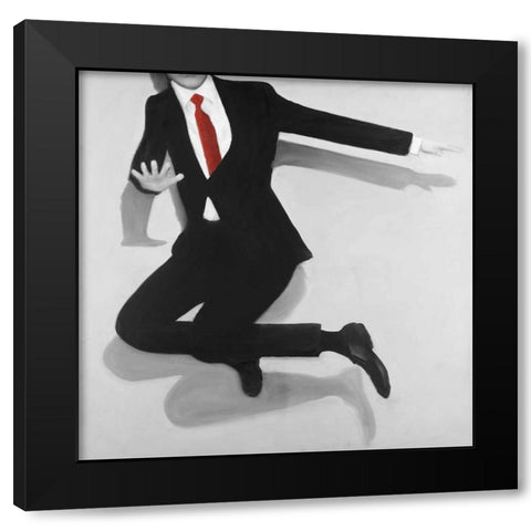Classical Jumping Man Black Modern Wood Framed Art Print with Double Matting by Atelier B Art Studio
