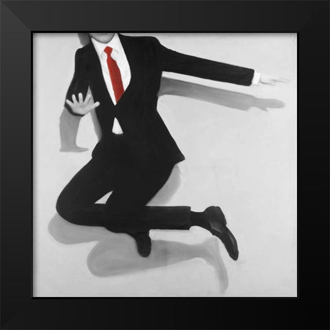 Classical Jumping Man Black Modern Wood Framed Art Print by Atelier B Art Studio