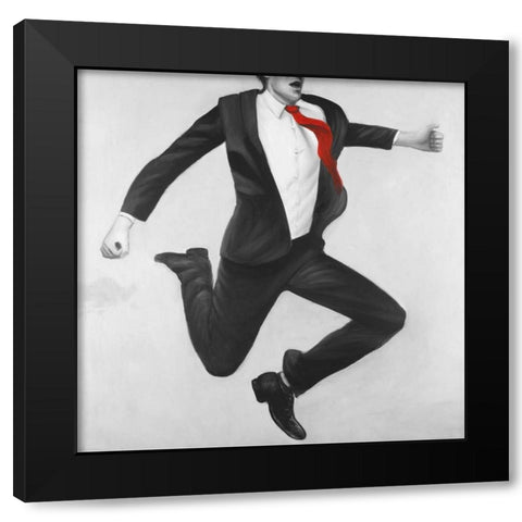 Happy Classic Man Black Modern Wood Framed Art Print with Double Matting by Atelier B Art Studio