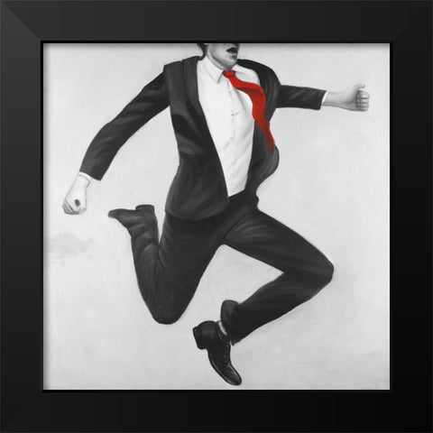 Happy Classic Man Black Modern Wood Framed Art Print by Atelier B Art Studio