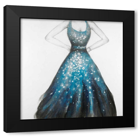 Blue Princess Dress Black Modern Wood Framed Art Print with Double Matting by Atelier B Art Studio