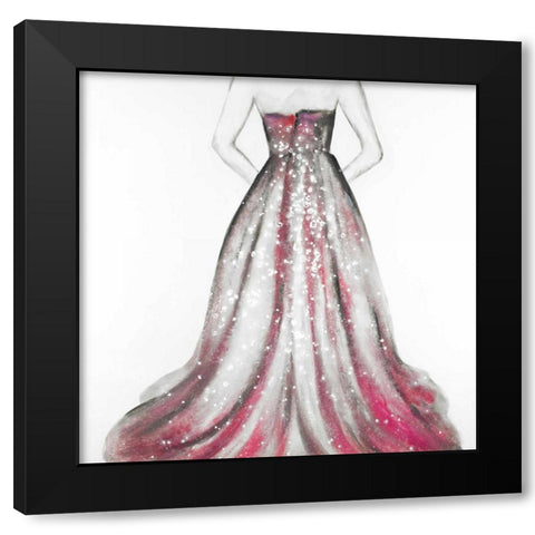 Pink Princess Dress Black Modern Wood Framed Art Print by Atelier B Art Studio