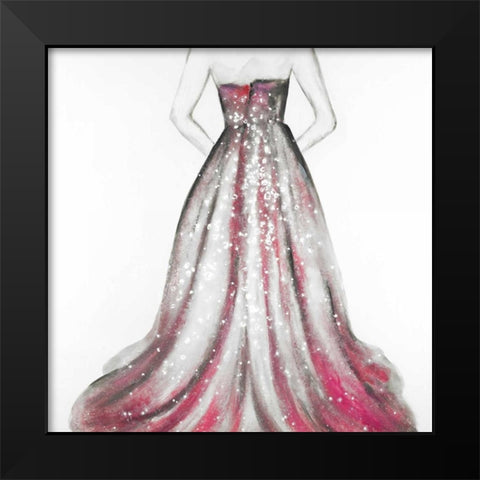 Pink Princess Dress Black Modern Wood Framed Art Print by Atelier B Art Studio