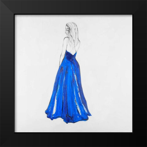 Lady in Blue Black Modern Wood Framed Art Print by Atelier B Art Studio