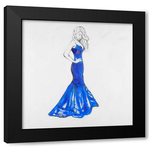 Lady in Dress Black Modern Wood Framed Art Print with Double Matting by Atelier B Art Studio