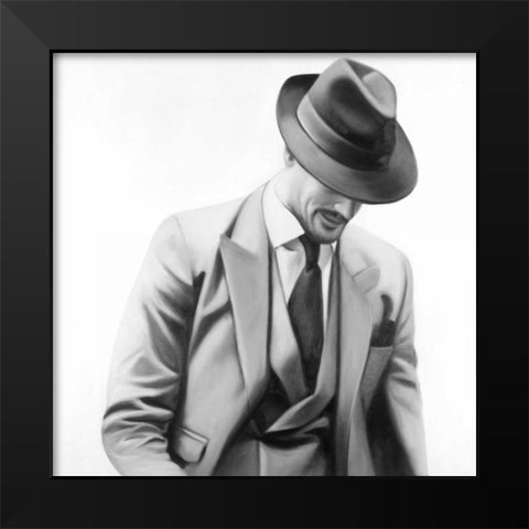 Elegant Businessman Black Modern Wood Framed Art Print by Atelier B Art Studio